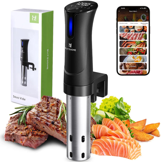 BlitzHome WIFI Sous Vide Cooker 1100W - Precision Immersion Circulator with App Control & Fast Heating