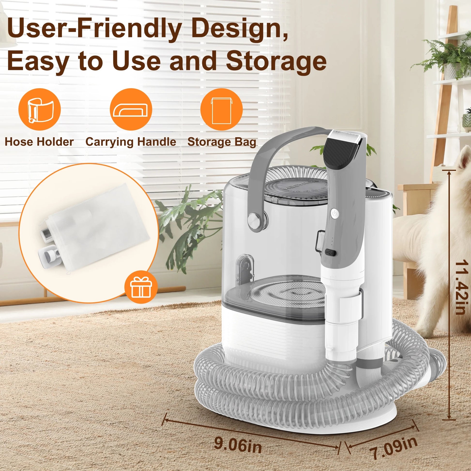 Dog Grooming Vacuum for Shedding – 13,200Pa Powerful 6-in-1 Pet Grooming Kit with Low-Noise Vacuum, Clippers, Brushes & Large 3.2L Dust Cup for Dogs & Cats