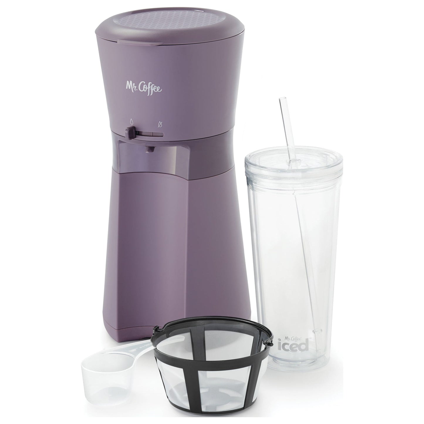 Mr. Coffee Iced Coffee Maker with Reusable Tumbler and Coffee Filter – RapidChill Technology, Never Watered Down, Perfect Iced Coffee in Minutes (Lavender)