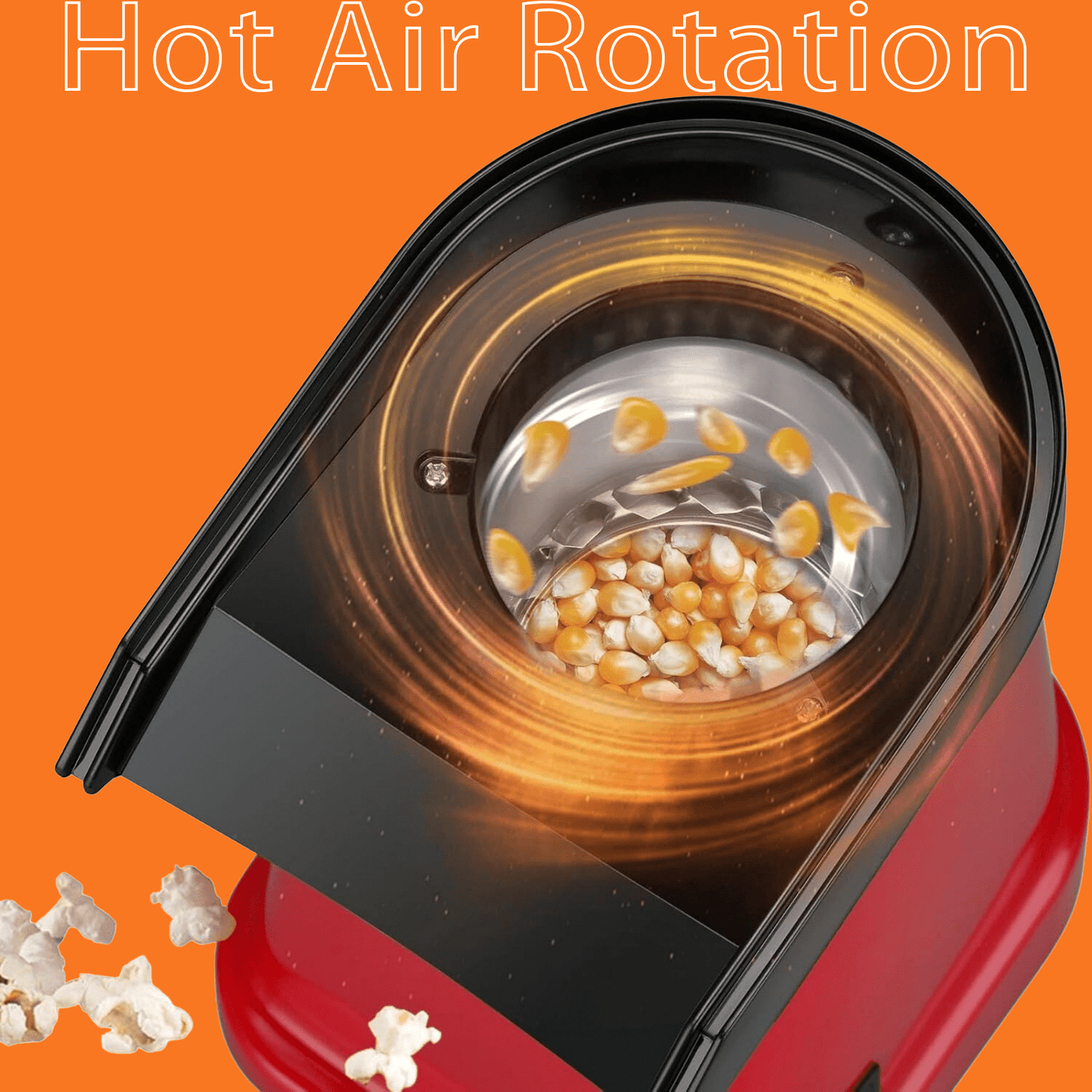 Hot Air Popcorn Maker – Oil-Free | Fast 3-Min Popcorn | Healthy Snack Machine for Home Movie Nights