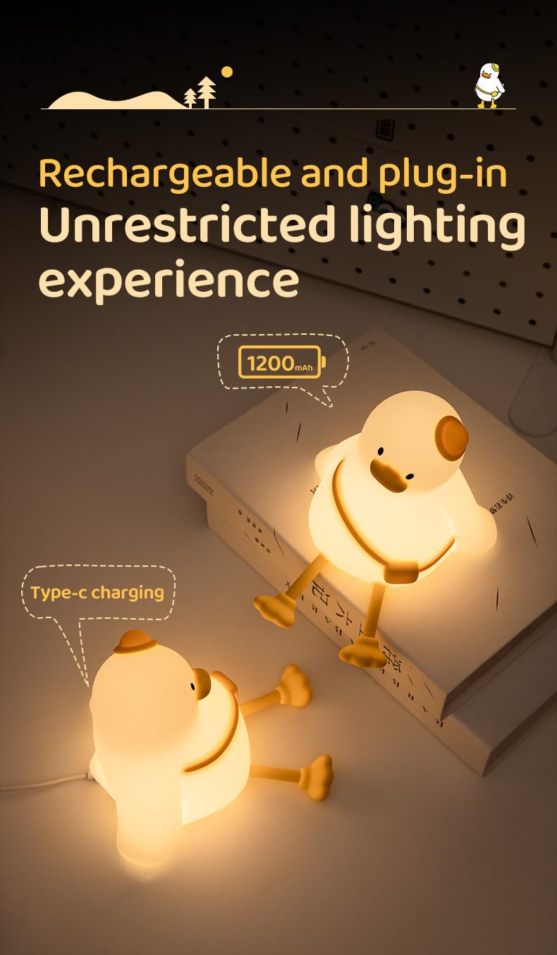 Soft Silicone LED Night Light for Kids – Rechargeable, Squishy Nursery Lamp with 3-Level Dimming, Touch Control, Timer Mode, Safe Bedside Comfort Light for Babies & Toddlers