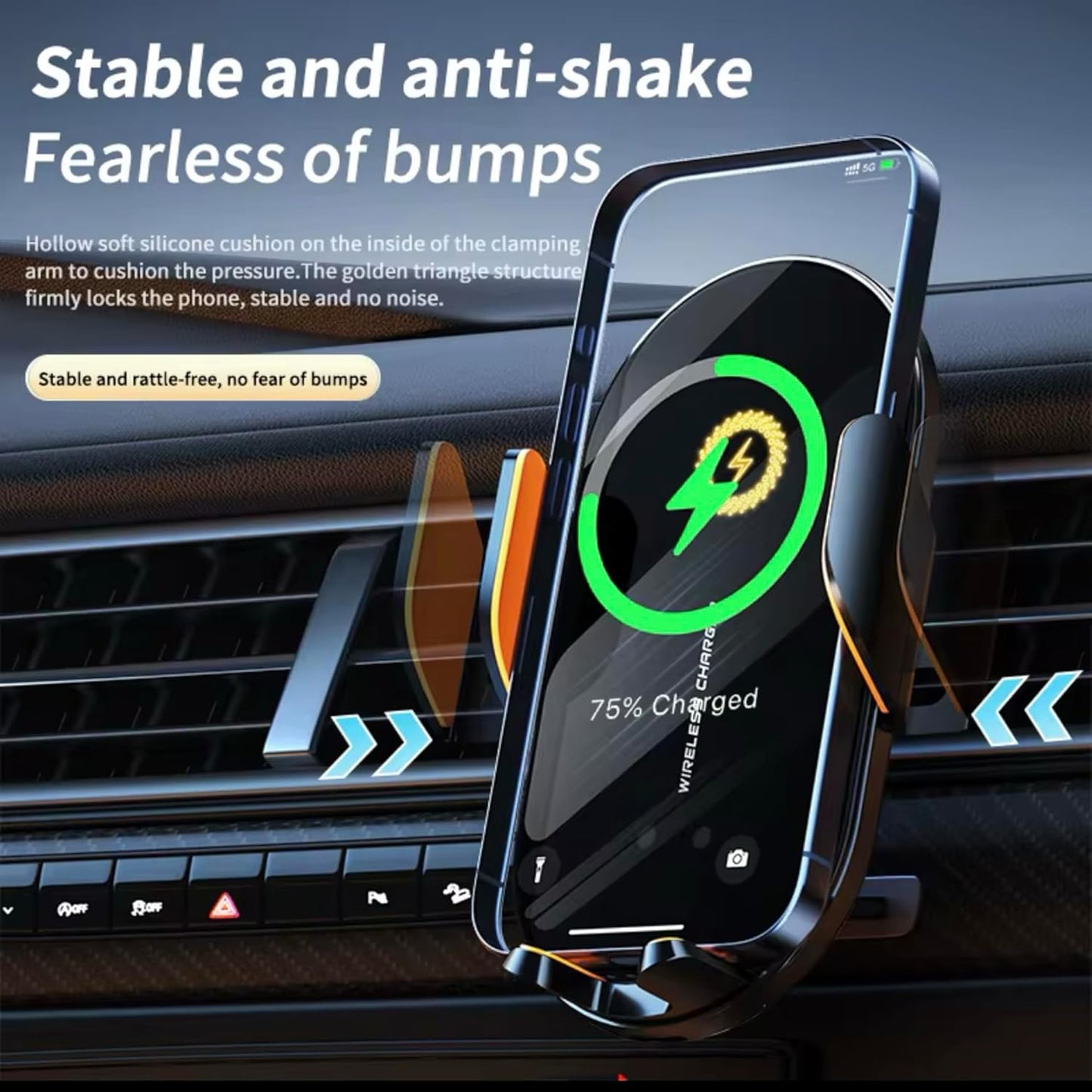 2025 Premium Wireless Car Phone Holder Charger – Auto-Clamping, MagSafe, Built-In Battery, Fast 15W Charging, Universal for iPhone & Android