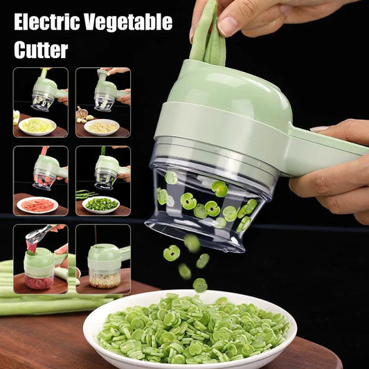4 IN 1 Electric Vegetable Cutter | Handheld Wireless Slicer + Chopper