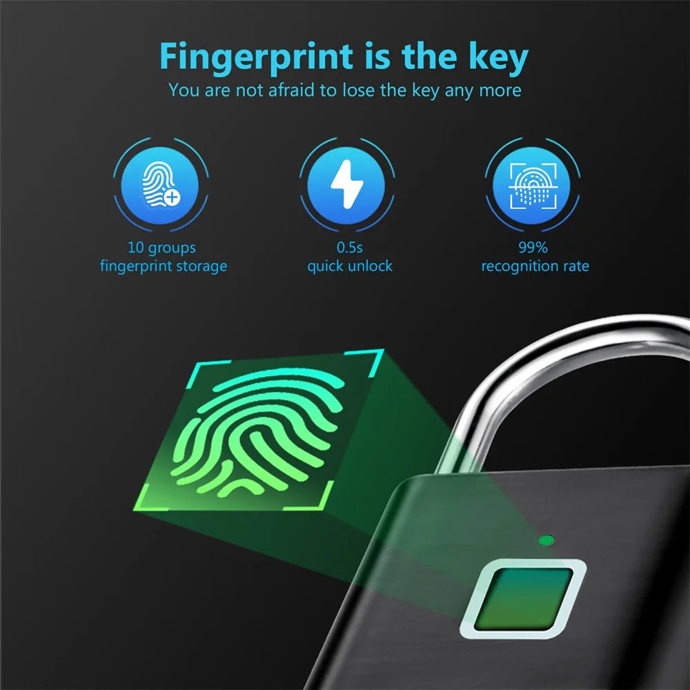 KERUI Smart Fingerprint Padlock – 0.2s Instant Unlock, Waterproof, Anti-Theft, USB Rechargeable