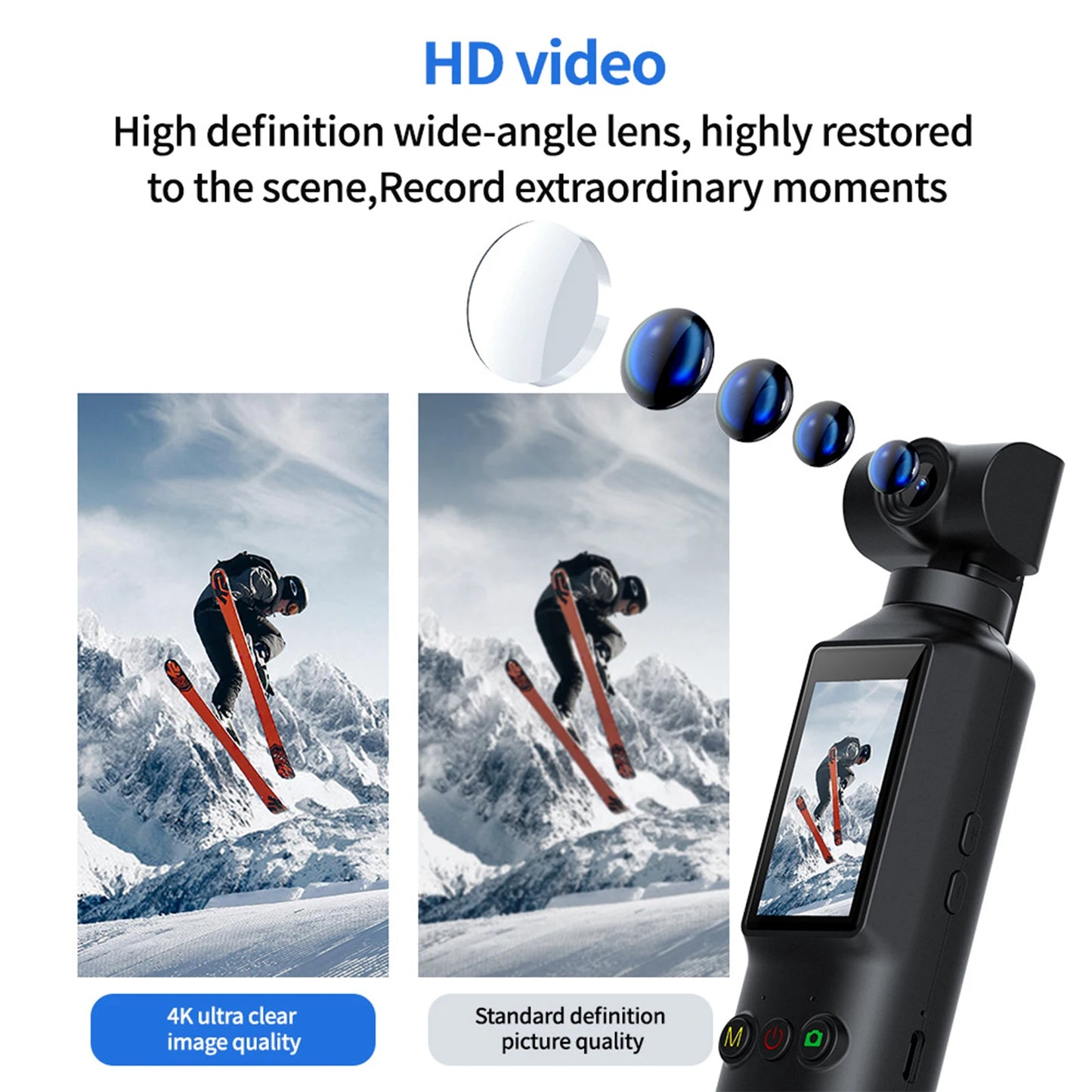 4K Handheld Action Camera with 270° Rotating Screen - WiFi Sports & Vlog Cam
