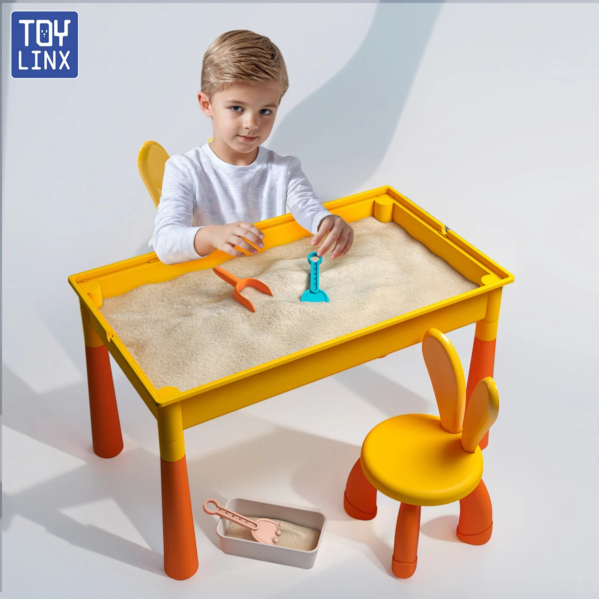 5-in-1 Kids Activity Table with Chair & 143pc Marble Run Building Blocks – Water Play, Sensory Table, STEM Learning Desk for Ages 3+