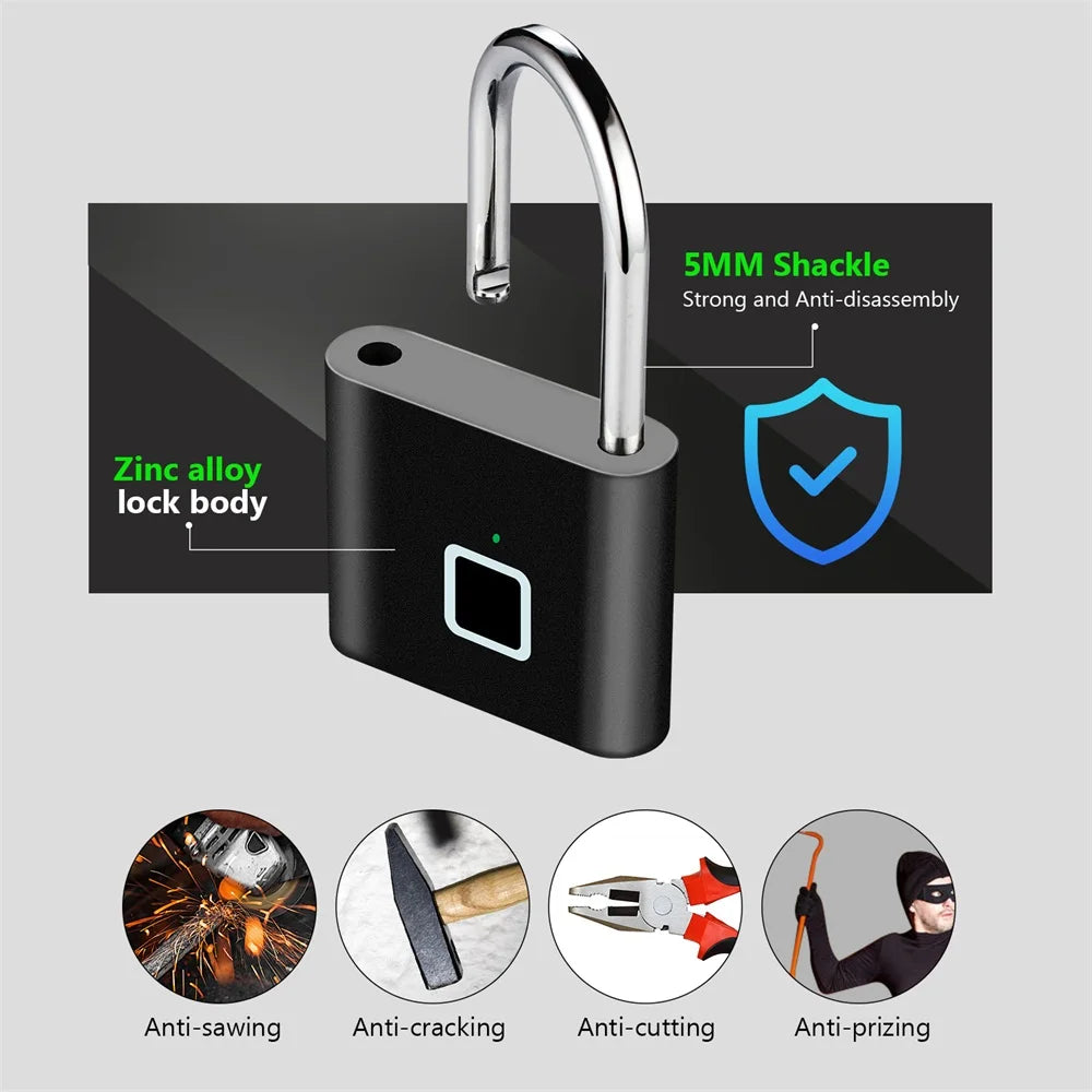 KERUI Smart Fingerprint Padlock – 0.2s Instant Unlock, Waterproof, Anti-Theft, USB Rechargeable