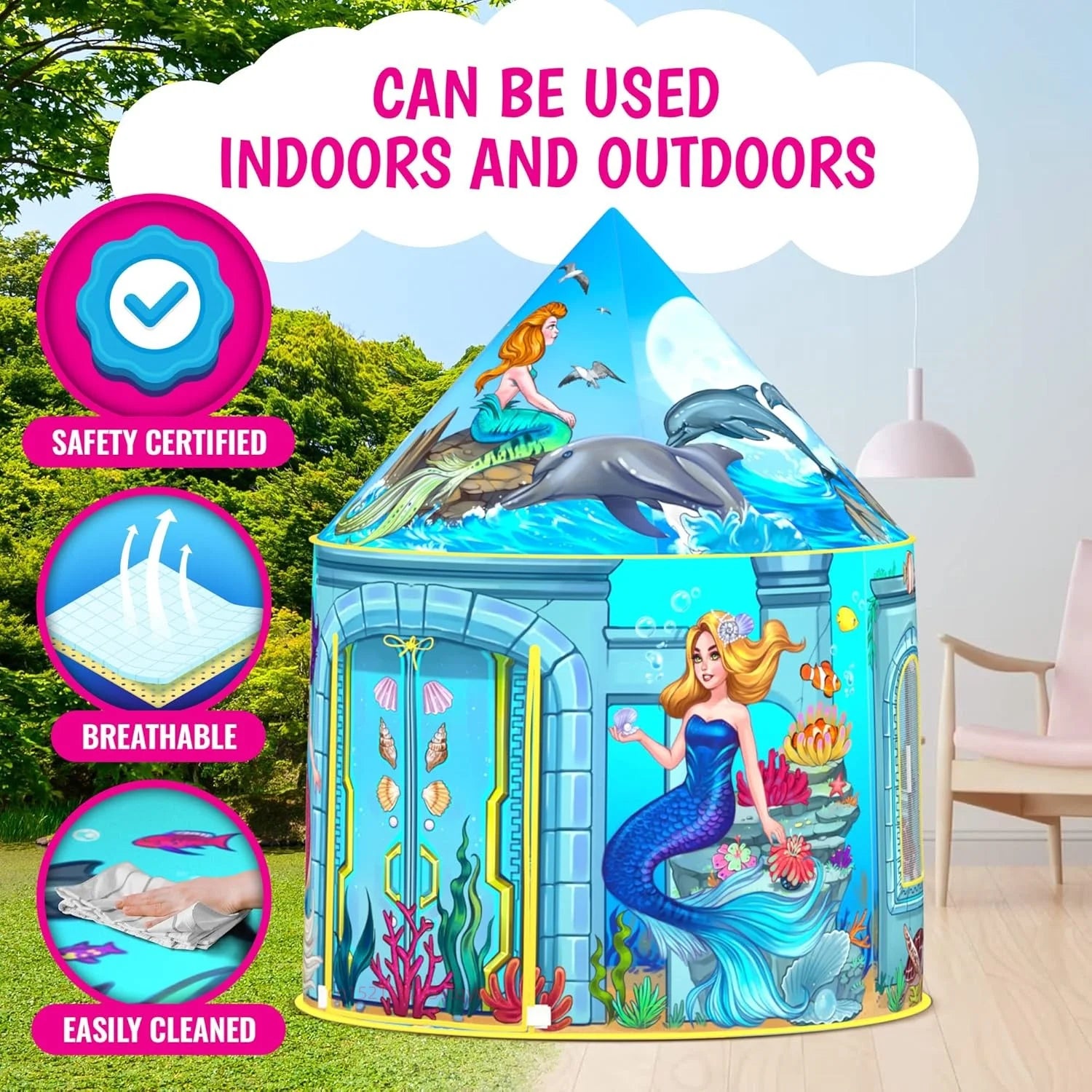 Kids Pop-Up Play Tent – Foldable Indoor Playhouse for Toddlers & Kids, Easy Setup, Imaginative Adventure Tent for Boys & Girls, Lightweight, Portable & Safe