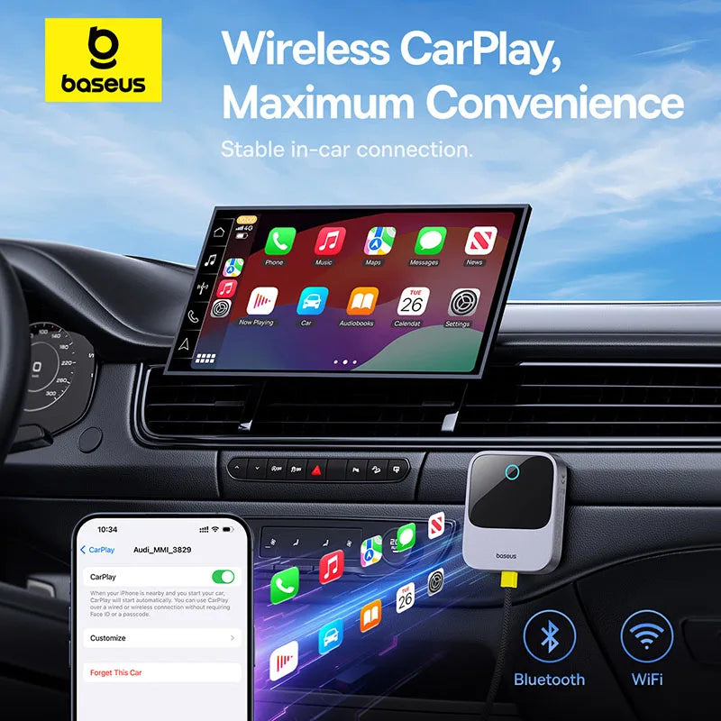Baseus Wireless CarPlay Adapter – Convert Wired CarPlay to Wireless in Seconds