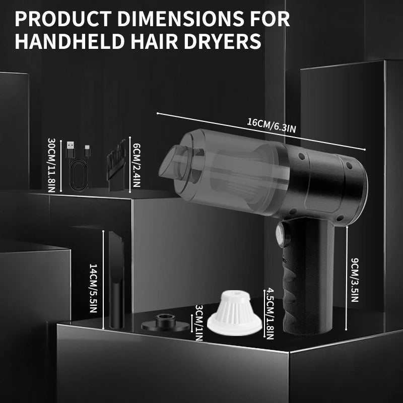 3-in-1 Portable Vacuum Cleaner – USB Rechargeable Mini Suction and Blowing Device for Cars and Home – Powerful 15,000Pa Handheld Cleaner with Reusable HEPA Filter