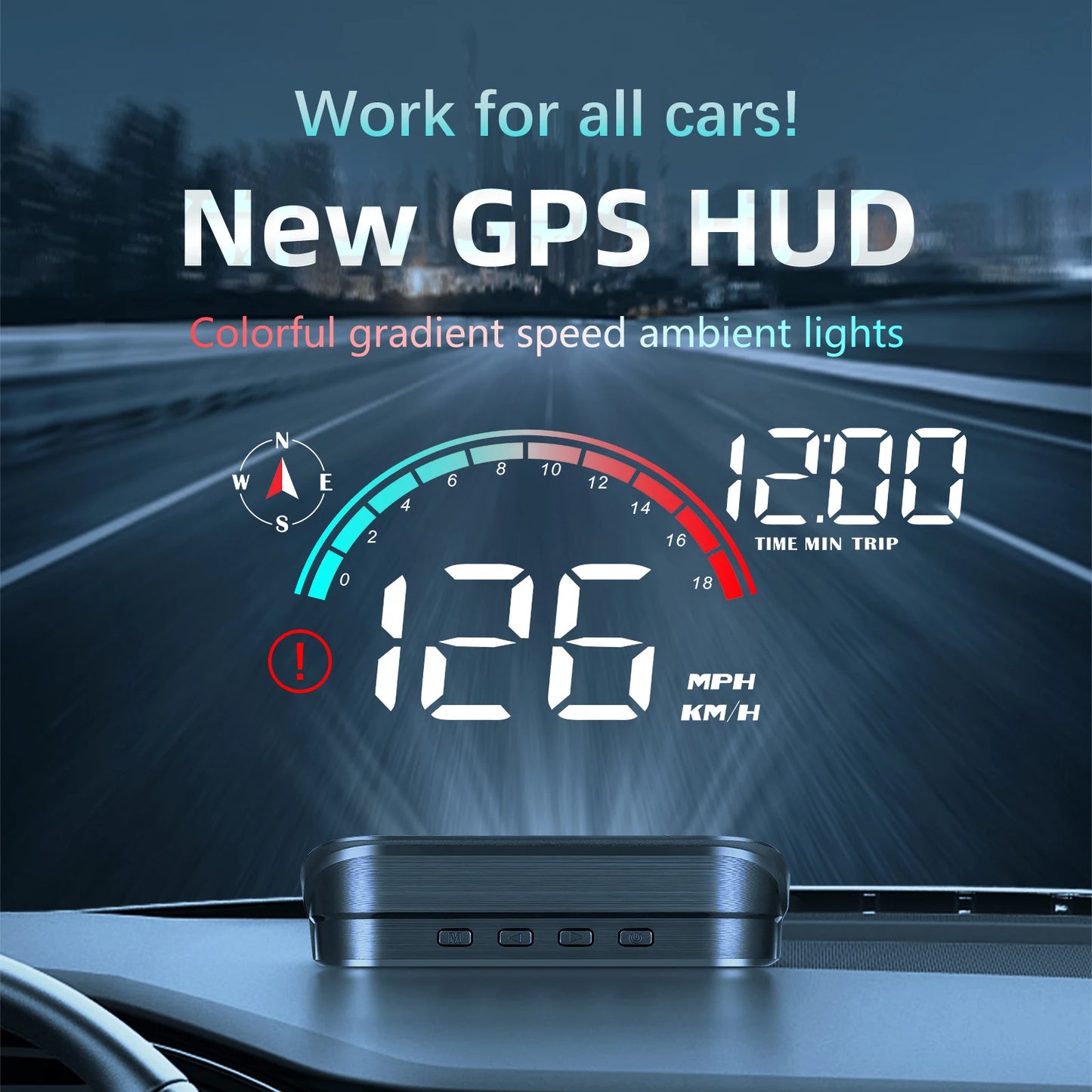 M22 Car HUD Head up Display Universal Digital GPS Speedometer HD LCD Projection on Glass Windshield Projector for All Cars