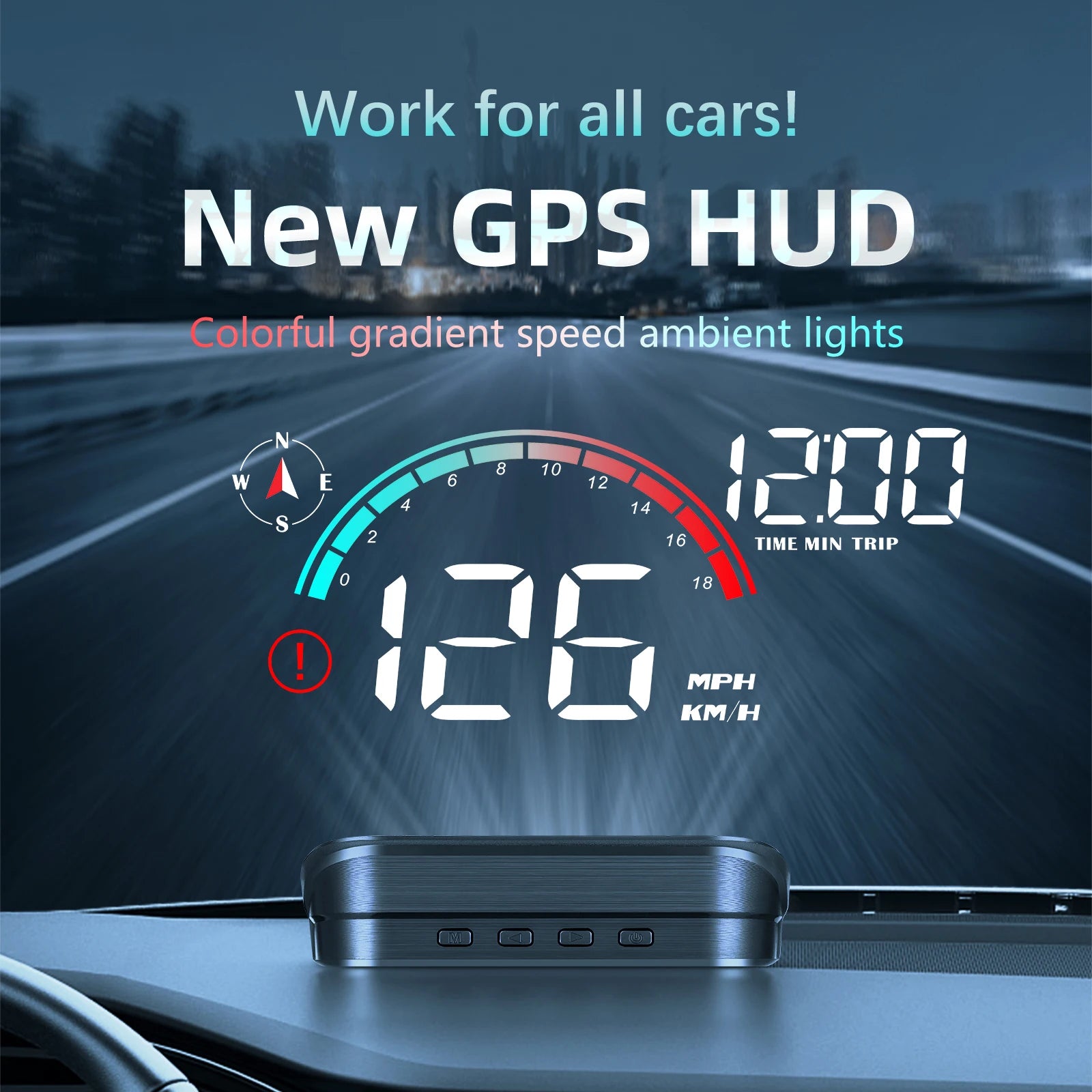M22 Car HUD Head up Display Universal Digital GPS Speedometer HD LCD Projection on Glass Windshield Projector for All Cars