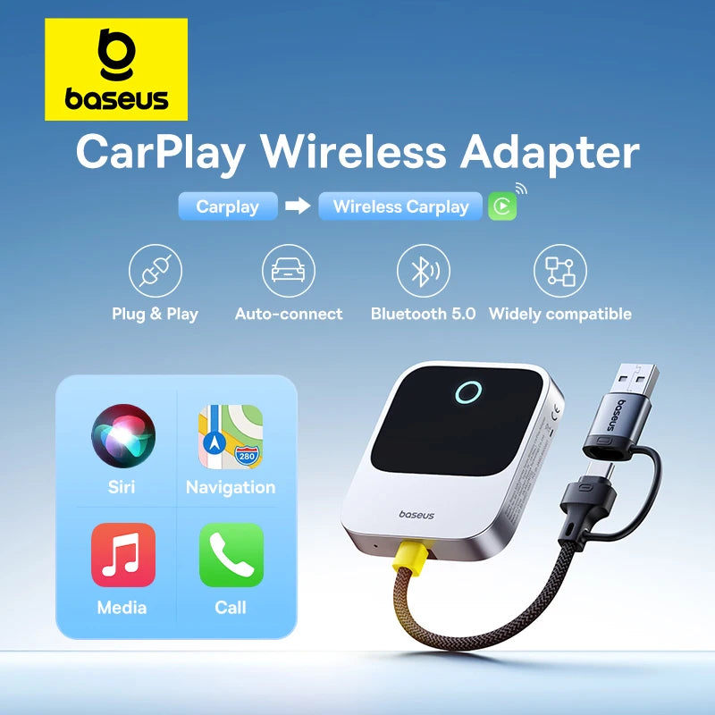 Baseus Wireless CarPlay Adapter – Convert Wired CarPlay to Wireless in Seconds