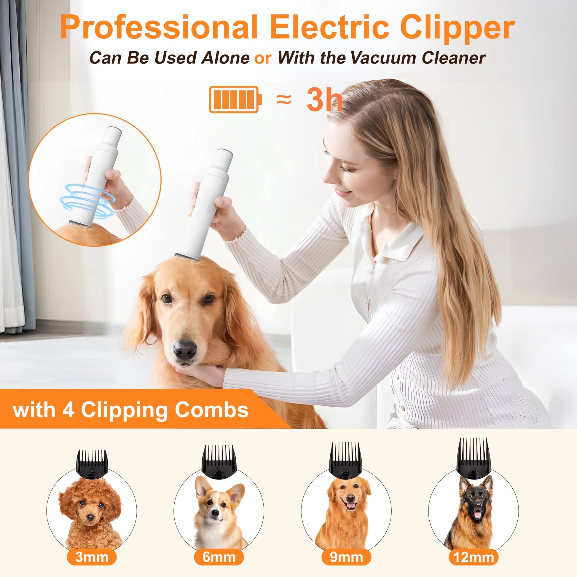 Dog Grooming Vacuum for Shedding – 13,200Pa Powerful 6-in-1 Pet Grooming Kit with Low-Noise Vacuum, Clippers, Brushes & Large 3.2L Dust Cup for Dogs & Cats