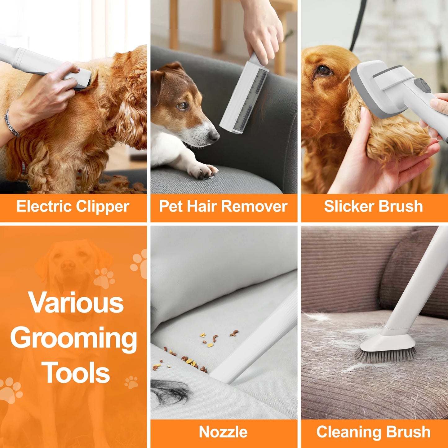Dog Grooming Vacuum for Shedding – 13,200Pa Powerful 6-in-1 Pet Grooming Kit with Low-Noise Vacuum, Clippers, Brushes & Large 3.2L Dust Cup for Dogs & Cats