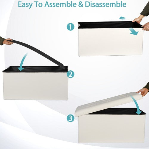 Storage Ottoman Bench Foot Rest Stool for Bedroom Entryway Living Room